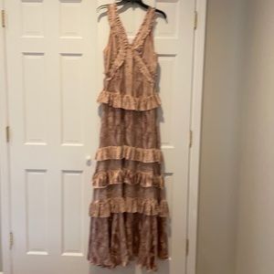 Alexis Rafaela mauve silk tiered gown